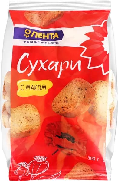 Сухари ЛЕНТА Маковые (Россия) 300г