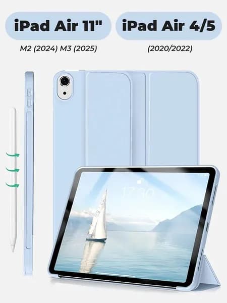 Чехол для iPad Air 11 M3 (2025), Air 11 M2 (2024), Air 5 (2022), Air 4 (2020), голубой