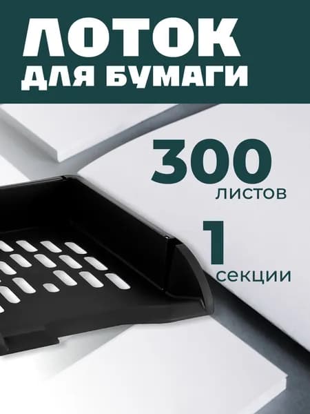 Лоток для бумаг горизонтальный СТАММ "Лидер", черный. Товар уцененный