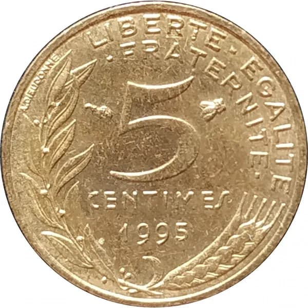 5 сантимов 1995 Франция из оборота