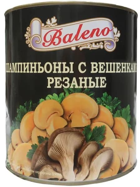 Шампиньоны c вешенками Baleno резаные в рассоле, 3000мл