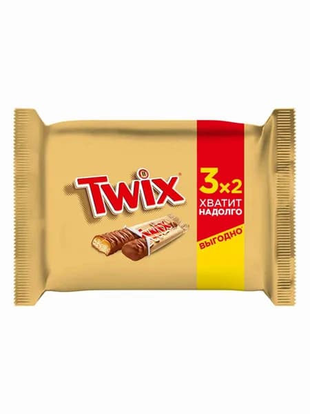 Шоколадные батончики Twix, печенье с карамелью в молочном шоколаде, набор батончиков, 3 шт по 55 г