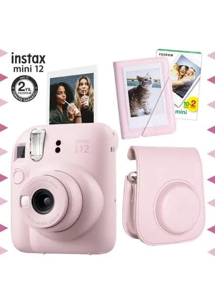 Fujifilm Instax Mini 12 Pink Camera-20 Film-Mini Album и кожаный футляр