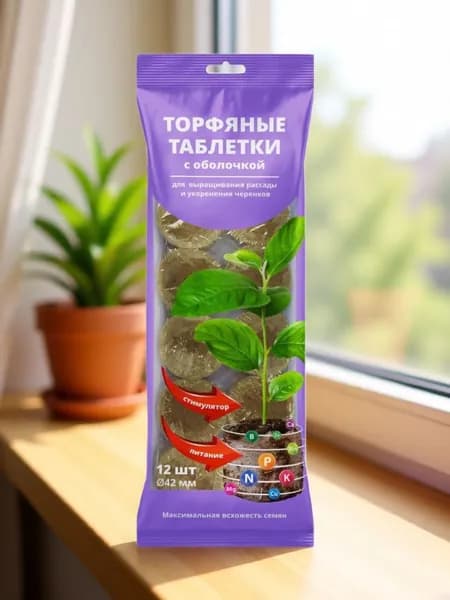 Торфяные таблетки для рассады универсальные в оболочке 12 шт.