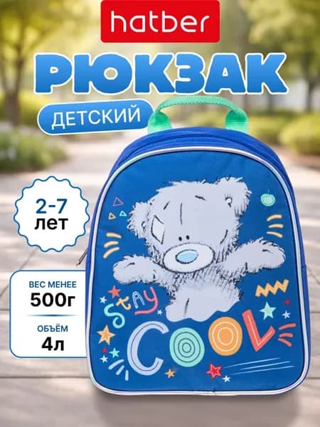 Рюкзак детский в садик дошкольный маленький с принтом Мишка