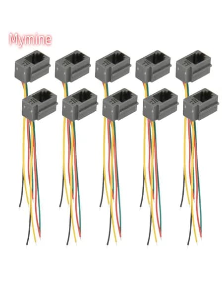 (I P O C) 10 шт. 616E 4P4C RJ9 Женский адаптер телефонного разъема с 4 проводами 8 см