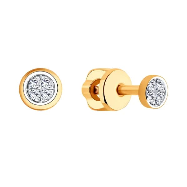 Золотые серьги DIAMANT-ONLINE с фианитом 585 пробы