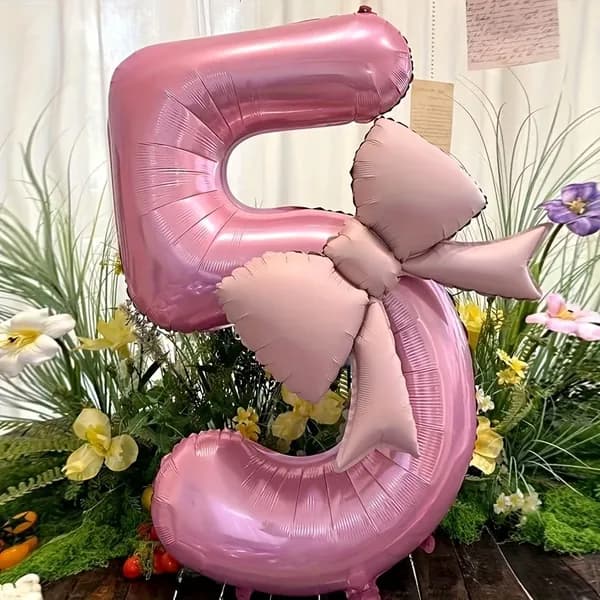 Розовые фольгированные шары в большом количестве, фольгированные шары с бантами, 2 шт.