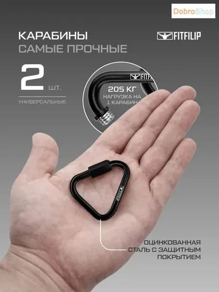 Карабин вспомогательный, длина: 48 мм, 2 шт