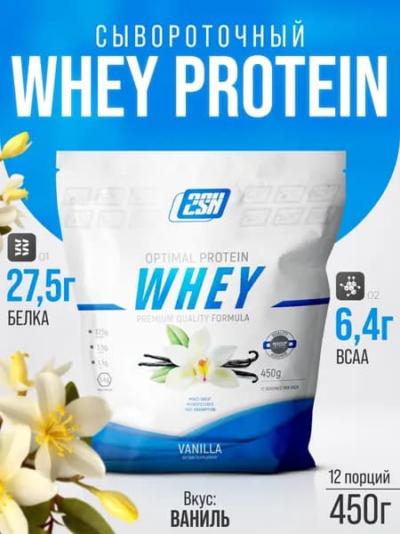 2SN Протеин сывороточный для набора массы Whey Protein, похудение, 12 порций, 450 г. (Ваниль)