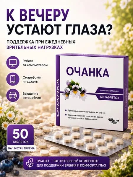 Очанка звездная, таблетки 500 мг №50, витамины для глаз