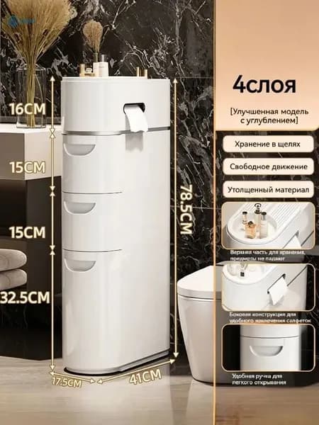 Тумба для ванной,, 17.5х41х78.5 см