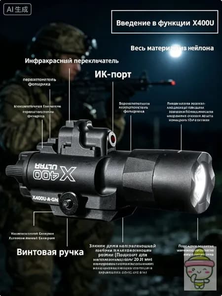 Тактический фонарь с лазерным целеуказателем, подходящий для направляющих 20 21 мм