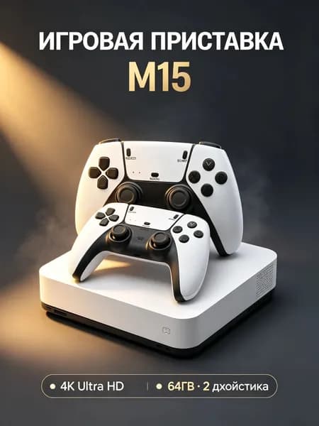 Телевизионная игровая приставка M15 64G с беспроводными геймпадами, поддержка 10 эмуляторов, HDMI, для двоих