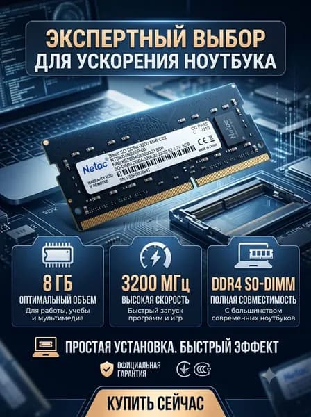 Netac Оперативная память DDR4, 3200 МГц, 1 x 8 ГБ (NTBSD4N32SP-08)