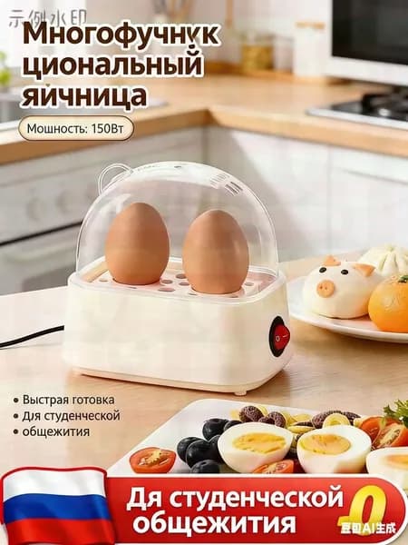 GEALFIS яйцеварка электрическая двухслойная , автоматическое отключение с звуковым сигналом, антипригарное пок