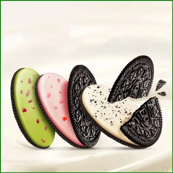 Популярное ультратонкое печенье Oreo в коробке 95 г, используемое для сэндвичей и повседневных перекусов, представлено к послеобеденному чаю как качественный хрустящий продукт. Солнце