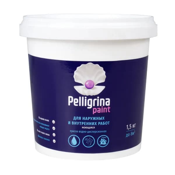 Pelligrina paint Краска, Акриловая, 1.5 кг, белый