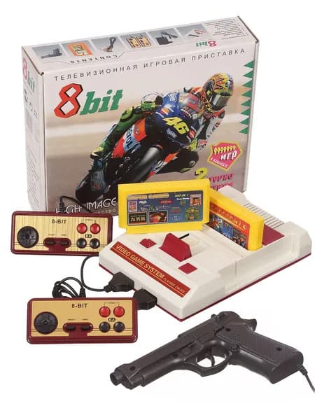 Игровая приставка Junior (8 bit) + 400 игр картридж + 2 Геймпада + Пистолет + 9999999 игр картридж