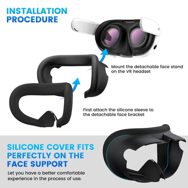 Силиконовая VR-маска с накладкой на нос и защитной крышкой объектива, набор сменных аксессуаров