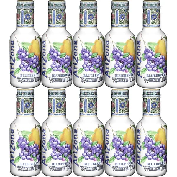 Холодный чай Arizona белый со вкусом черники 500 мл, набор: 10 штук