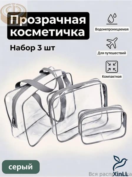 Набор матовых прозрачных сумок в роддом 3 штуки, включающий большой, средний и маленький размеры для вещей мамы и малыша, изготовленных из прочного качественного материала.