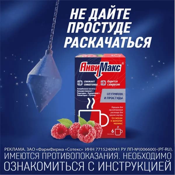 Анвимакс, порошок (малина), пакетики 5 г, 6 шт.