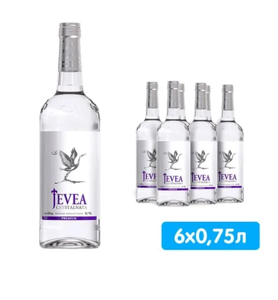 Вода минеральная питьевая JEVEA (Живея Кристальная), газированная, 6 шт х 0,75 л, Стекло