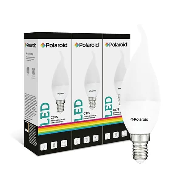 Светодиодная лампа Polaroid 220V C37S 8W 3000K E14 650lm (3 шт.)