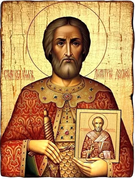 Рукописная икона Святой Димитрий Донской. 21*30 см. А4_001.