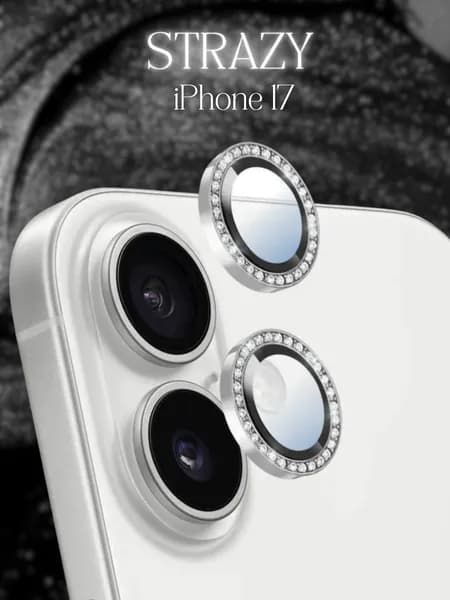 Линзы (стекла) со стразами для защиты камеры iPhone 17 Серебристый айфон 17 (комплект 2 шт)