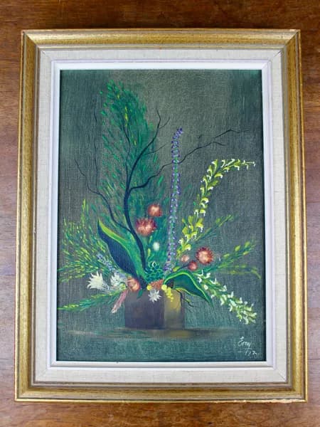 Винтажная картина в раме. Холст. Масло. С подписью. 1974 год. Западная Европа
