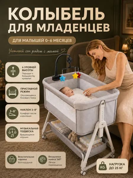 Кровать детская 54х90х70 см, серый