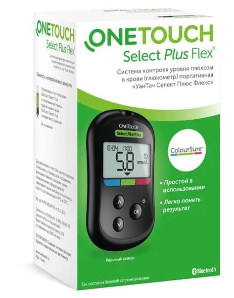 Глюкометр One Touch Select Plus Flex + ручка для прокола и ланцеты, 10 шт.