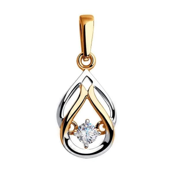 Золотая подвеска DIAMANT-ONLINE с танцующим фианитом 585 пробы