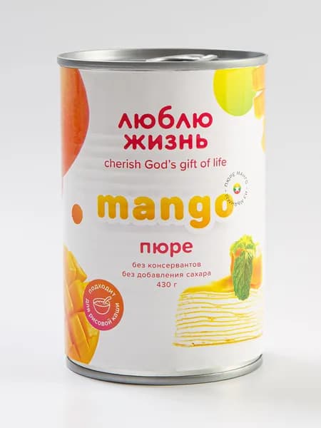 Пюре Люблю Жизнь манговое, без сахара, 430 г
