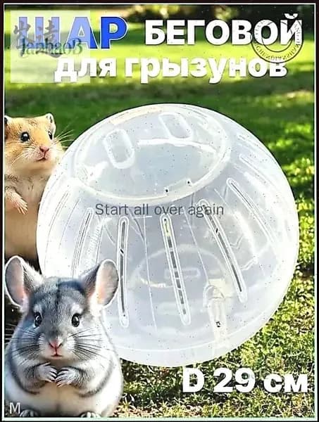 Шар прогулочный (беговой) для хомяков, крыс, свинок, грызунов, диаметр 14.5 см., разборный, прозрачный, белый