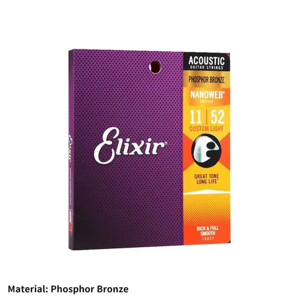 Гитарные струны Elixir с покрытием Nanoweb Стойкий звук и гладкость на ощупь, Легкие 11-52