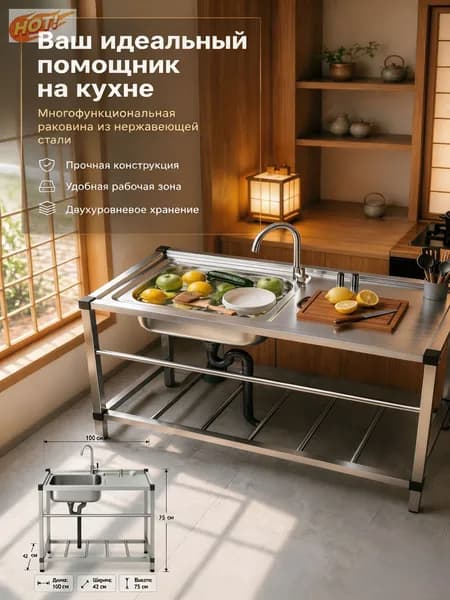 Садовая кухня,100х42х75см