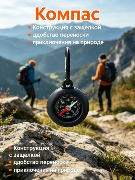 Компас, с карабином, 1 шт