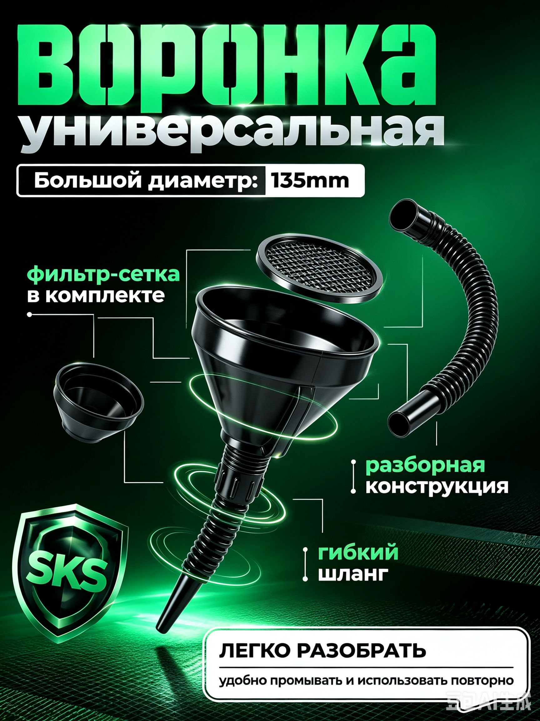 Воронка автомобильная универсальная для масла и других жидкостей