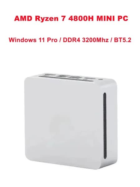 Мини-ПК S48 4800H  мини ПК (AMD Ryzen 7 4800H, RAM 32 ГБ, SSD 1000 ГБ, AMD Radeon, Windows 11 Pro), 中国, серебристый