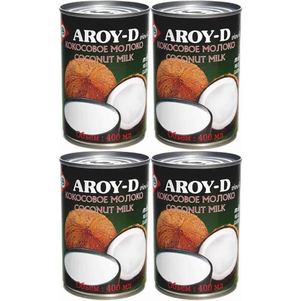 Напиток кокосовый Aroy-D 60% 18,5% 400 мл, набор: 4 штуки