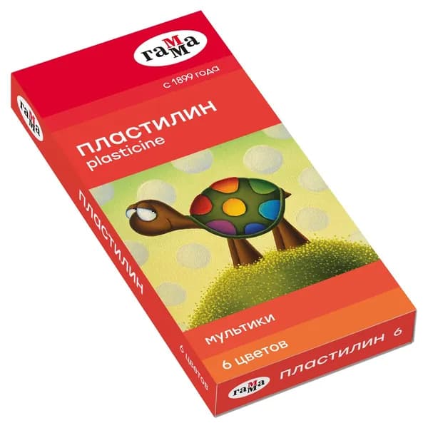 Пластилин для школы Гамма "Мультики", 06 цветов, 120г, со стеком, картонная упаковка