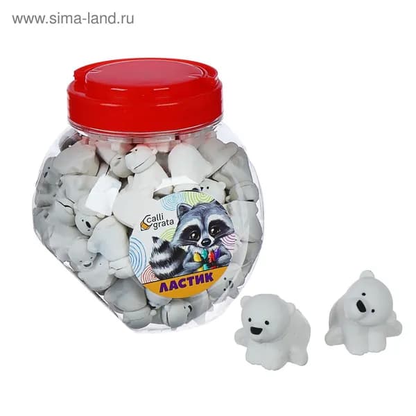 Ластик фигурный "Мишка", 5 шт