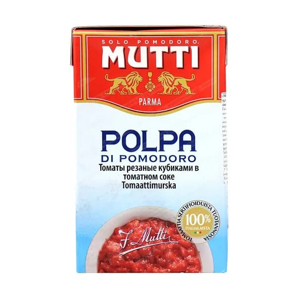 Томаты MUTTI резаные кубиками в томатном соке /тетрапак/ 500г