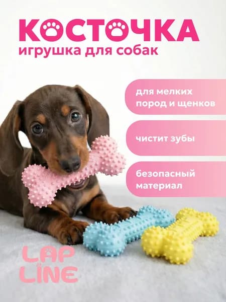 Игрушка для собак Мини косточка, жевательная игрушка для прорезывания и чистки зубов, уход за деснами. Для щенков и взрослых собак синяя