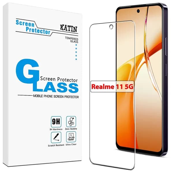 Стекло на Реалми 11(5G) KATIN, усиленное, безрамочное, без пузырьков, противоударное защитное стекло для Realme 11(5G)
