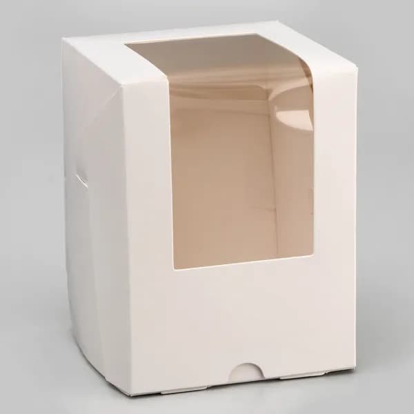 Коробка для 1 капкейк с окном, белая, 12.5 9.5 9.5 см