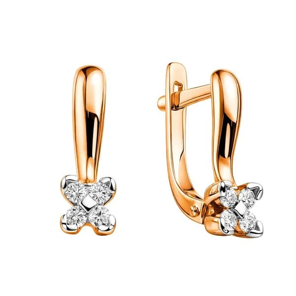 Серьги женские с бриллиантами из красного золота 585 пробы 585GOLD